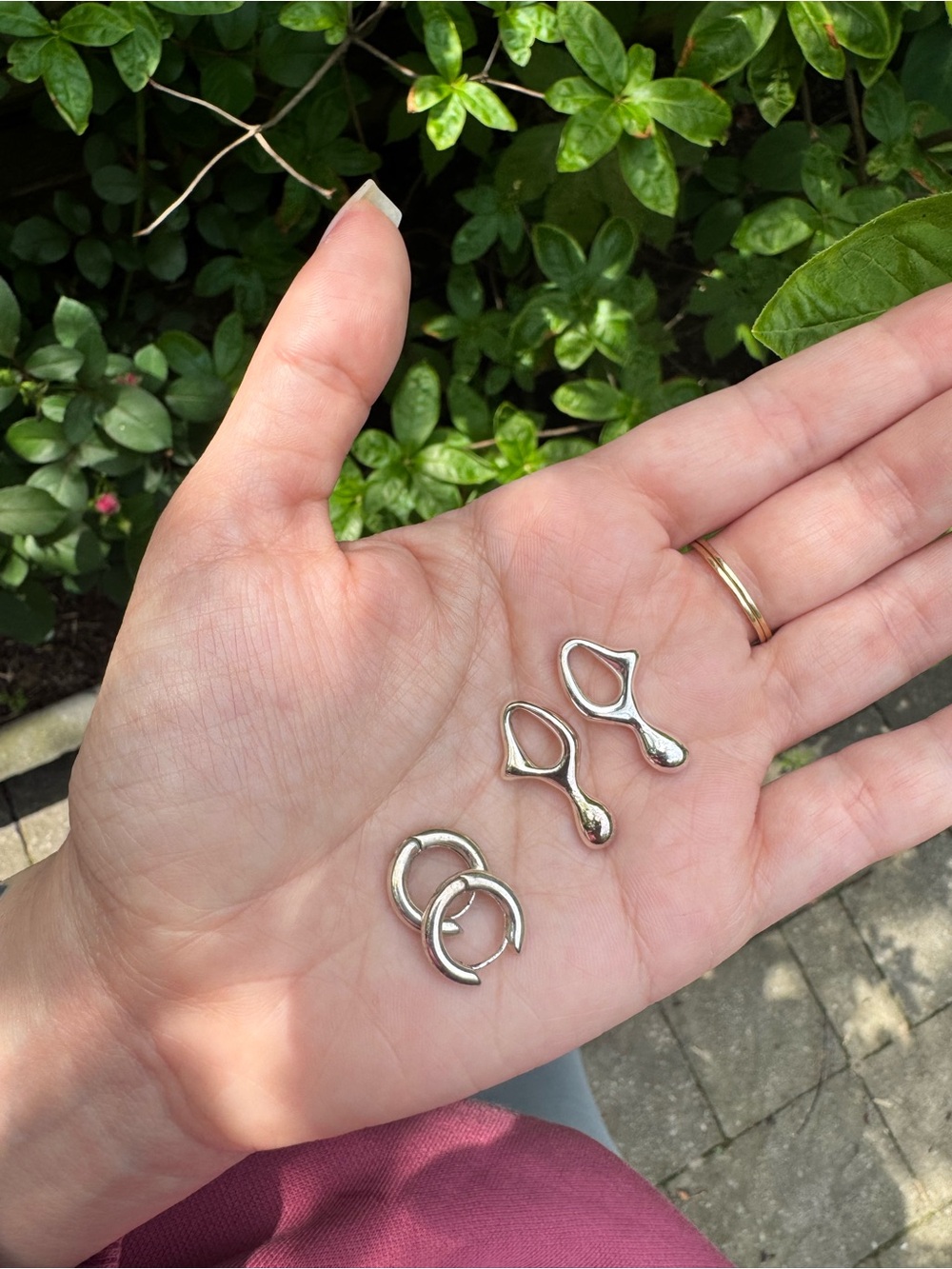 Pilgrim silver-plated convertible hoop and charm earrings